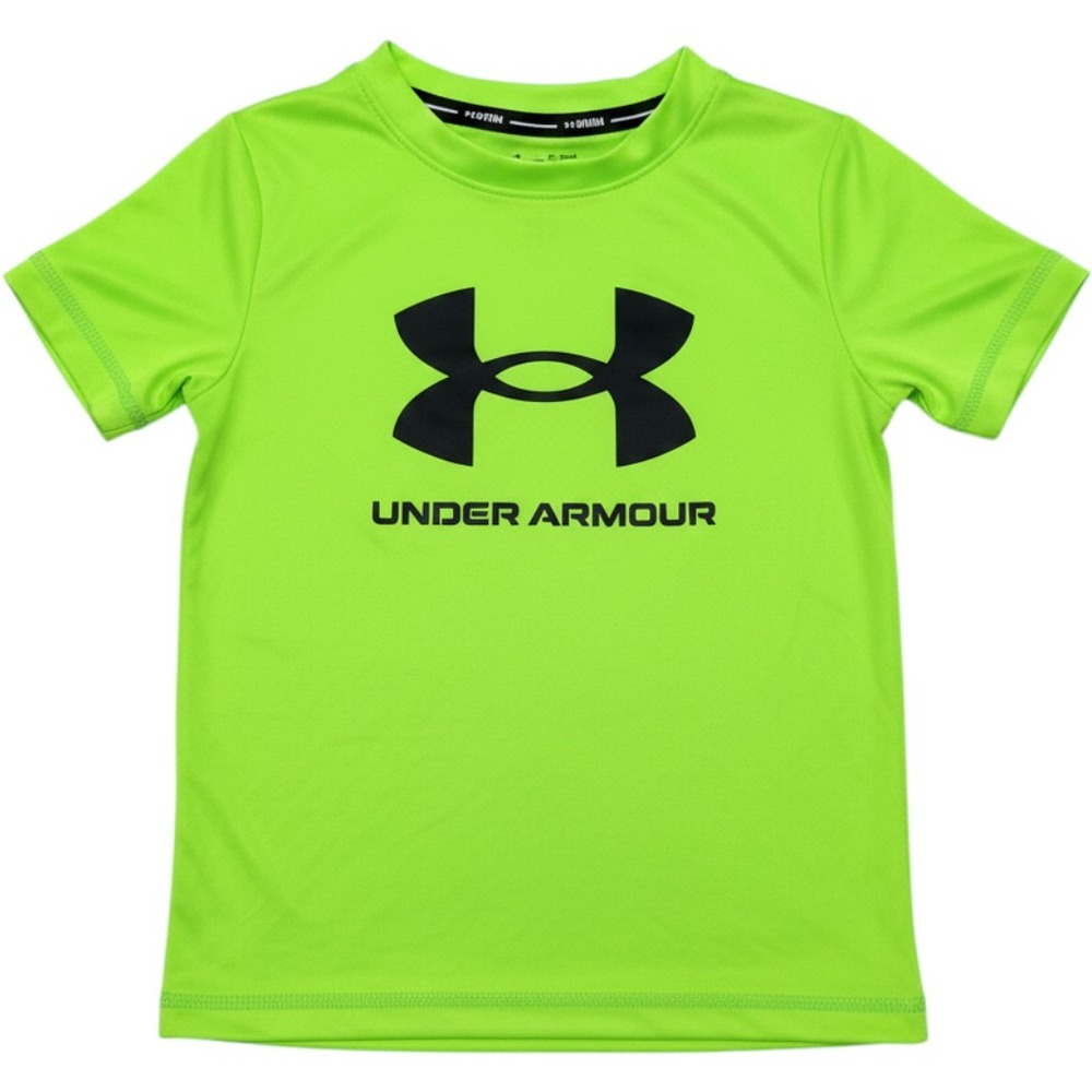 Under Armour Rash Guard Boys Size 4 Lime Green Short Sleeve UPF 50 Good